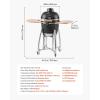 imageVEVOR Charcoal Smoker and Grill 18quot Kamado Charcoal BBQ Smoker Movable Ceramic Barbecue Grill with 4 Wheels 2 Lockable Builtin Thermometer Air Vents ampamp Side Shelf for Outdoor Patio Yard Cooking