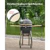 imageVEVOR Charcoal Smoker and Grill 18quot Kamado Charcoal BBQ Smoker Movable Ceramic Barbecue Grill with 4 Wheels 2 Lockable Builtin Thermometer Air Vents ampamp Side Shelf for Outdoor Patio Yard Cooking