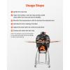 imageVEVOR Charcoal Smoker and Grill 18quot Kamado Charcoal BBQ Smoker Movable Ceramic Barbecue Grill with 4 Wheels 2 Lockable Builtin Thermometer Air Vents ampamp Side Shelf for Outdoor Patio Yard Cooking