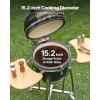 imageVEVOR Charcoal Smoker and Grill 18quot Kamado Charcoal BBQ Smoker Movable Ceramic Barbecue Grill with 4 Wheels 2 Lockable Builtin Thermometer Air Vents ampamp Side Shelf for Outdoor Patio Yard Cooking