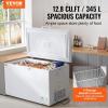 imageVEVOR Chest Freezer 128 Cuft  345 L Large Deep Freezer ampamp 4 Removable Baskets Freestanding Top Open Door Commercial Chest Freezers with Locking Lid 7Level Adjustable Temp LED Lighting 6 WheelsWhite