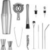 imageVEVOR Cocktail Shaker Set 13Piece Stainless Steel Bar Tools with Bamboo Stand Boston Bartender Kit  Mixer Spoon Muddler Jigger Strainer Liquor Pourers Ice Scoop Lemon Zester GunmetalBlacksilver