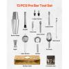 imageVEVOR Cocktail Shaker Set 13Piece Stainless Steel Bar Tools with Bamboo Stand Boston Bartender Kit  Mixer Spoon Muddler Jigger Strainer Liquor Pourers Ice Scoop Lemon Zester GunmetalWoodsilver