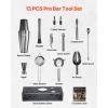 imageVEVOR Cocktail Shaker Set 13Piece Stainless Steel Bar Tools with Bamboo Stand Boston Bartender Kit  Mixer Spoon Muddler Jigger Strainer Liquor Pourers Ice Scoop Lemon Zester GunmetalBlackgunmetal Gray