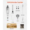 imageVEVOR Cocktail Shaker Set 18Piece Stainless Steel Bar Tools with Bamboo Stand Martini Bartender Kit Accessories  Mixer Spoon Muddler Jigger Strainer Liquor Pourers Ice Tong Corkscrew Silver10Piece