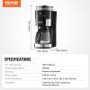 imageVEVOR Coffee Maker with Grinder 8 Cup Coffee Machine Grind and Brew Coffee Maker with 3 Brew Strength Control 24Hour Timer for Auto Brew for Home Office Restaurant10 CUP
