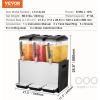 imageVEVOR Commercial Beverage Dispenser 3 Tanks 12 L  127 QT Per Tank Juice Dispenser 370W Stainless Steel Ice Tea Drink Machine with 45F54F Cooling Temperature for Cold Drink Restaurant Bar Party12L  3