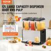 imageVEVOR Commercial Beverage Dispenser 3 Tanks 12 L  127 QT Per Tank Juice Dispenser 370W Stainless Steel Ice Tea Drink Machine with 45F54F Cooling Temperature for Cold Drink Restaurant Bar Party12L  3