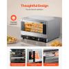 imageVEVOR Commercial Convection Oven 47L43Qt HalfSize Conventional Oven Countertop 1600W 4Tier Toaster wFront Glass Door Electric Baking Oven wTrays Wire Racks Clip Gloves 120V4Tier 43Qt