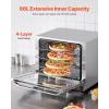 imageVEVOR Commercial Convection Oven 47L43Qt HalfSize Conventional Oven Countertop 1600W 4Tier Toaster wFront Glass Door Electric Baking Oven wTrays Wire Racks Clip Gloves 120V4Tier 66L 2800W