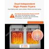 imageVEVOR Commercial Deep Fryer 2 x 9Qt  85L Double Oil Fryer with 2 Baskets 1mm Thickened Stainless Steel Dual Tank 3500W Electric Countertop Fryer Time ampamp Temp Control for Kitchen Restaurant UseDouble Tank