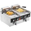 imageVEVOR Commercial Deep Fryer 2 x 9Qt  85L Double Oil Fryer with 2 Baskets 1mm Thickened Stainless Steel Dual Tank 3500W Electric Countertop Fryer Time ampamp Temp Control for Kitchen Restaurant UseDouble Tank