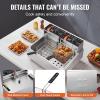imageVEVOR Commercial Deep Fryer Dual Tank 3000W Electric Countertop Fryer with Basket 2 x 116Qt11L Double Stainless Steel Oil Fryer with Drain Time ampamp Temp Control for Kitchen Restaurant UseExtra Large