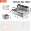 imageVEVOR Commercial Deep Fryer Dual Tank 3000W Electric Countertop Fryer with Basket 2 x 116Qt11L Double Stainless Steel Oil Fryer with Drain Time ampamp Temp Control for Kitchen Restaurant UseDeep Fryer