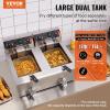 imageVEVOR Commercial Deep Fryer Dual Tank 3000W Electric Countertop Fryer with Basket 2 x 116Qt11L Double Stainless Steel Oil Fryer with Drain Time ampamp Temp Control for Kitchen Restaurant UseUpgraded with Timer  Oil Filtration