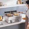 imageVEVOR Commercial Deep Fryer Dual Tank 3000W Electric Countertop Fryer with Basket 2 x 116Qt11L Double Stainless Steel Oil Fryer with Drain Time ampamp Temp Control for Kitchen Restaurant UseUpgraded with Timer  Oil Filtration