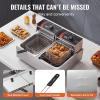imageVEVOR Commercial Deep Fryer Dual Tank 3000W Electric Countertop Fryer with Basket 2 x 116Qt11L Double Stainless Steel Oil Fryer with Drain Time ampamp Temp Control for Kitchen Restaurant UseDeep Fryer