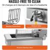 imageVEVOR Commercial Deep Fryer Dual Tank 3000W Electric Countertop Fryer with Basket 2 x 116Qt11L Double Stainless Steel Oil Fryer with Drain Time ampamp Temp Control for Kitchen Restaurant UseUpgraded with Timer  Oil Filtration