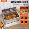 imageVEVOR Commercial Deep Fryer Dual Tank 3000W Electric Countertop Fryer with Basket 2 x 116Qt11L Double Stainless Steel Oil Fryer with Drain Time ampamp Temp Control for Kitchen Restaurant UseExtra Large