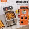imageVEVOR Commercial Deep Fryer Dual Tank 3000W Electric Countertop Fryer with Basket 2 x 116Qt11L Double Stainless Steel Oil Fryer with Drain Time ampamp Temp Control for Kitchen Restaurant UseDeep Fryer