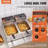 imageVEVOR Commercial Deep Fryer Dual Tank 3000W Electric Countertop Fryer with Basket 2 x 116Qt11L Double Stainless Steel Oil Fryer with Drain Time ampamp Temp Control for Kitchen Restaurant UseDeep Fryer
