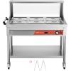 imageVEVOR Commercial Electric Food Warmer 7 Pans  2 Pots Steam Table 1800W Professional Buffet Catering Food Warmer with Shield Undershelf Wheels Stainless Steel Server for Party Restaurant612 Pans