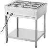 imageVEVOR Commercial Electric Food Warmer 7 Pans  2 Pots Steam Table 1800W Professional Buffet Catering Food Warmer with Shield Undershelf Wheels Stainless Steel Server for Party Restaurant6Pan