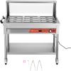 imageVEVOR Commercial Electric Food Warmer 7 Pans  2 Pots Steam Table 1800W Professional Buffet Catering Food Warmer with Shield Undershelf Wheels Stainless Steel Server for Party Restaurant9Pan