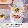 imageVEVOR Commercial Electric Food Warmer 7 Pans  2 Pots Steam Table 1800W Professional Buffet Catering Food Warmer with Shield Undershelf Wheels Stainless Steel Server for Party Restaurant2Tier