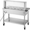 imageVEVOR Commercial Electric Food Warmer 7 Pans  2 Pots Steam Table 1800W Professional Buffet Catering Food Warmer with Shield Undershelf Wheels Stainless Steel Server for Party Restaurant612 Pans