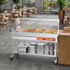 imageVEVOR Commercial Electric Food Warmer 7 Pans  2 Pots Steam Table 1800W Professional Buffet Catering Food Warmer with Shield Undershelf Wheels Stainless Steel Server for Party Restaurant5 Pans  2 Pots