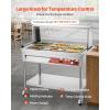 imageVEVOR Commercial Electric Food Warmer 7 Pans  2 Pots Steam Table 1800W Professional Buffet Catering Food Warmer with Shield Undershelf Wheels Stainless Steel Server for Party Restaurant9Pan