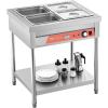 imageVEVOR Commercial Electric Food Warmer 7 Pans  2 Pots Steam Table 1800W Professional Buffet Catering Food Warmer with Shield Undershelf Wheels Stainless Steel Server for Party Restaurant4Pan