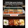 imageVEVOR Commercial Food Warmer 1500W Electric Stainless Steel Steam Food Warmer with Glass Cover 3Pan Countertop Buffet Bain Marie with Soup ampamp Perforated Ladles for Catering Restaurant ampamp Party4x12Pan48QT