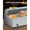 imageVEVOR Commercial Food Warmer 1500W Electric Stainless Steel Steam Food Warmer with Glass Cover 3Pan Countertop Buffet Bain Marie with Soup ampamp Perforated Ladles for Catering Restaurant ampamp Party6x13Pan