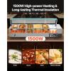 imageVEVOR Commercial Food Warmer 1500W Electric Stainless Steel Steam Food Warmer with Glass Cover 3Pan Countertop Buffet Bain Marie with Soup ampamp Perforated Ladles for Catering Restaurant ampamp Party6x13Pan