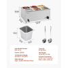 imageVEVOR Commercial Food Warmer 1500W Electric Stainless Steel Steam Food Warmer with Lid 6Pan Fast Heating Countertop Buffet Bain Marie with Soup ampamp Perforated Ladles for Catering Restaurant Party6x16Pan 24QT