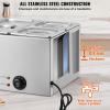 imageVEVOR Commercial Food Warmer 1500W Electric Stainless Steel Steam Food Warmer with Lid 6Pan Fast Heating Countertop Buffet Bain Marie with Soup ampamp Perforated Ladles for Catering Restaurant Party2x13Pan and 2x16Pan 24QT