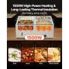 imageVEVOR Commercial Food Warmer 1500W Electric Stainless Steel Steam Food Warmer with Lid 6Pan Fast Heating Countertop Buffet Bain Marie with Soup ampamp Perforated Ladles for Catering Restaurant Party4x12Pan48QT