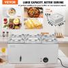 imageVEVOR Commercial Food Warmer 1500W Electric Stainless Steel Steam Food Warmer with Lid 6Pan Fast Heating Countertop Buffet Bain Marie with Soup ampamp Perforated Ladles for Catering Restaurant Party6x16Pan 24QT