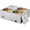 imageVEVOR Commercial Food Warmer 1500W Electric Stainless Steel Steam Food Warmer with Lid 6Pan Fast Heating Countertop Buffet Bain Marie with Soup ampamp Perforated Ladles for Catering Restaurant Party4x12Pan48QT