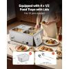 imageVEVOR Commercial Food Warmer 1500W Electric Stainless Steel Steam Food Warmer with Lid 6Pan Fast Heating Countertop Buffet Bain Marie with Soup ampamp Perforated Ladles for Catering Restaurant Party4x12Pan48QT
