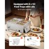 imageVEVOR Commercial Food Warmer 1500W Electric Stainless Steel Steam Food Warmer with Lid 6Pan Fast Heating Countertop Buffet Bain Marie with Soup ampamp Perforated Ladles for Catering Restaurant Party6x13Pan 48QT