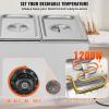 imageVEVOR Commercial Food Warmer 1500W Electric Stainless Steel Steam Food Warmer with Lid 6Pan Fast Heating Countertop Buffet Bain Marie with Soup ampamp Perforated Ladles for Catering Restaurant Party3x13Pan 24QT