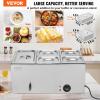 imageVEVOR Commercial Food Warmer 1500W Electric Stainless Steel Steam Food Warmer with Lid 6Pan Fast Heating Countertop Buffet Bain Marie with Soup ampamp Perforated Ladles for Catering Restaurant Party1x13Pan and 4x16Pan 24QT