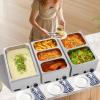 imageVEVOR Commercial Food Warmer 1500W Electric Stainless Steel Steam Food Warmer with Lid 6Pan Fast Heating Countertop Buffet Bain Marie with Soup ampamp Perforated Ladles for Catering Restaurant Party1Pan with display