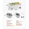 imageVEVOR Commercial Food Warmer 1500W Electric Stainless Steel Steam Food Warmer with Lid 6Pan Fast Heating Countertop Buffet Bain Marie with Soup ampamp Perforated Ladles for Catering Restaurant Party1x12Pan and 2x14Pan 24QT