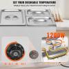 imageVEVOR Commercial Food Warmer 1500W Electric Stainless Steel Steam Food Warmer with Lid 6Pan Fast Heating Countertop Buffet Bain Marie with Soup ampamp Perforated Ladles for Catering Restaurant Party2x13Pan and 2x16Pan 24QT