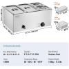 imageVEVOR Commercial Food Warmer 1500W Electric Stainless Steel Steam Food Warmer with Lid 6Pan Fast Heating Countertop Buffet Bain Marie with Soup ampamp Perforated Ladles for Catering Restaurant Party2x13Pan and 2x16Pan 24QT