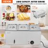 imageVEVOR Commercial Food Warmer 1500W Electric Stainless Steel Steam Food Warmer with Lid 6Pan Fast Heating Countertop Buffet Bain Marie with Soup ampamp Perforated Ladles for Catering Restaurant Party3x13Pan 24QT